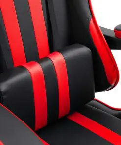 vidaXL Gaming Chair with Footrest Red Faux Leather