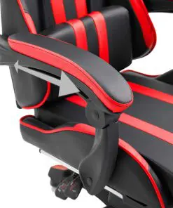 vidaXL Gaming Chair with Footrest Red Faux Leather