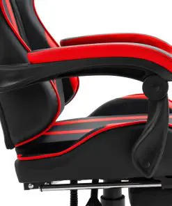 vidaXL Gaming Chair with Footrest Red Faux Leather