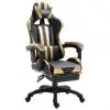 vidaXL Gaming Chair with Footrest Gold Faux Leather
