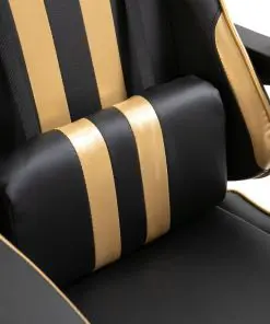 vidaXL Gaming Chair with Footrest Gold Faux Leather