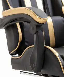 vidaXL Gaming Chair with Footrest Gold Faux Leather