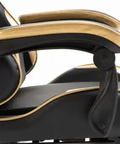vidaXL Gaming Chair with Footrest Gold Faux Leather