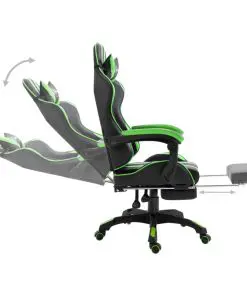 vidaXL Gaming Chair with Footrest Green Faux Leather