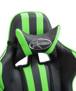 vidaXL Gaming Chair with Footrest Green Faux Leather