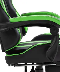 vidaXL Gaming Chair with Footrest Green Faux Leather