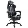 vidaXL Gaming Chair with Footrest Grey Faux Leather