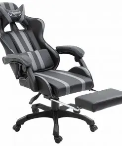 vidaXL Gaming Chair with Footrest Grey Faux Leather