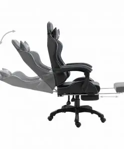 vidaXL Gaming Chair with Footrest Grey Faux Leather