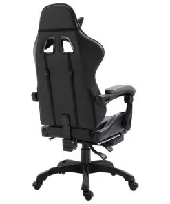vidaXL Gaming Chair with Footrest Grey Faux Leather