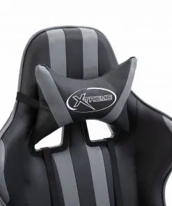 vidaXL Gaming Chair with Footrest Grey Faux Leather