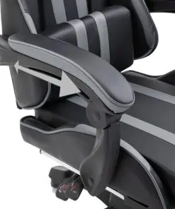 vidaXL Gaming Chair with Footrest Grey Faux Leather