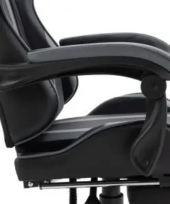 vidaXL Gaming Chair with Footrest Grey Faux Leather