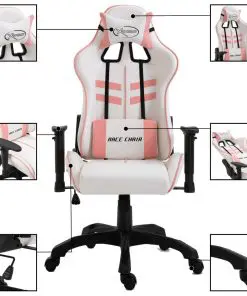 vidaXL Gaming Chair Pink Faux Leather