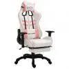 vidaXL Gaming Chair with Footrest Pink Faux Leather