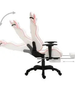 vidaXL Gaming Chair with Footrest Pink Faux Leather