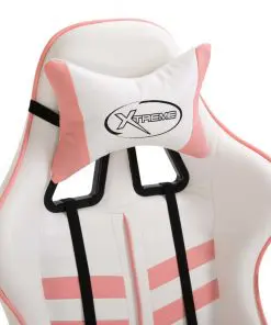 vidaXL Gaming Chair with Footrest Pink Faux Leather