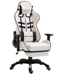 vidaXL Gaming Chair with Footrest Black Faux Leather