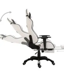 vidaXL Gaming Chair with Footrest Black Faux Leather