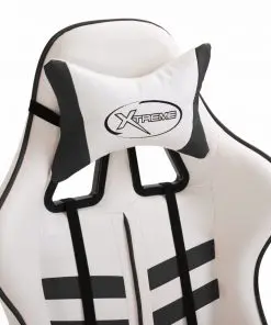 vidaXL Gaming Chair with Footrest Black Faux Leather