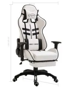 vidaXL Gaming Chair with Footrest Black Faux Leather