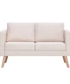 vidaXL 2-Seater Sofa Fabric Cream