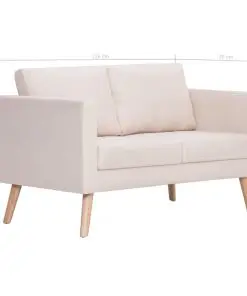 vidaXL 2-Seater Sofa Fabric Cream