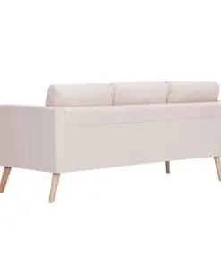 vidaXL 3-Seater Sofa Fabric Cream
