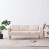 vidaXL 3-Seater Sofa Fabric Cream