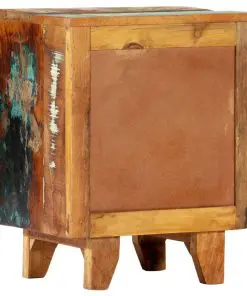 vidaXL Hand Carved Bedside Cabinet 40x30x50 cm Solid Reclaimed Wood