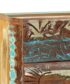 vidaXL Hand Carved Bedside Cabinet 40x30x50 cm Solid Reclaimed Wood