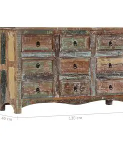 vidaXL Chest of Drawers 130x40x80 cm Solid Reclaimed Wood