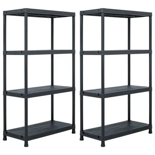 vidaXL Storage Shelf Racks 2 pcs Black 60x30x138 cm Plastic