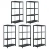 vidaXL Storage Shelf Racks 5 pcs Black 60x30x138 cm Plastic