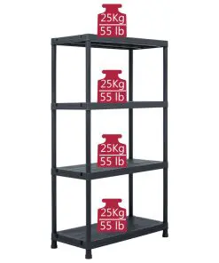 vidaXL Storage Shelf Racks 5 pcs Black 60x30x138 cm Plastic