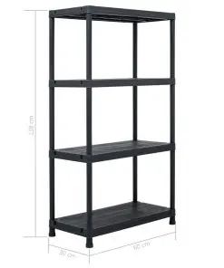 vidaXL Storage Shelf Racks 5 pcs Black 60x30x138 cm Plastic