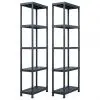 vidaXL Storage Shelf Racks 2 pcs Black 125 kg 60x30x180 cm Plastic