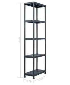 vidaXL Storage Shelf Racks 2 pcs Black 125 kg 60x30x180 cm Plastic