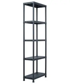 vidaXL Storage Shelf Racks 5 pcs Black 125 kg 60x30x180 cm Plastic