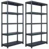 vidaXL Storage Shelf Racks 2 pcs Black 500 kg 100x40x180 cm Plastic vidaXL Storage Shelf Racks 2 pcs Black 500 kg 100x40x180 cm Plastic