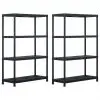 vidaXL Storage Shelf Racks 2 pcs Black 220 kg 90x40x138 cm Plastic