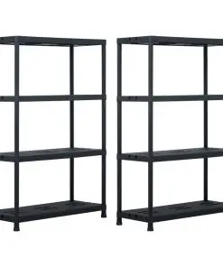 vidaXL Storage Shelf Racks 2 pcs Black 220 kg 90x40x138 cm Plastic