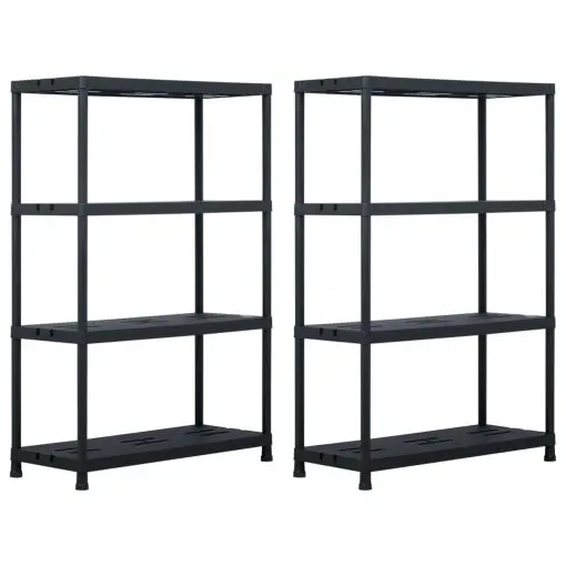 vidaXL Storage Shelf Racks 2 pcs Black 220 kg 90x40x138 cm Plastic