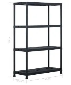 vidaXL Storage Shelf Racks 2 pcs Black 220 kg 90x40x138 cm Plastic
