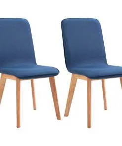 vidaXL Dining Chairs 2 pcs Blue Fabric
