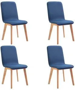 vidaXL Dining Chairs 4 pcs Blue Fabric