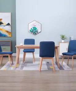 vidaXL Dining Chairs 4 pcs Blue Fabric