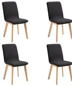 vidaXL Dining Chairs 4 pcs Black Fabric