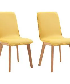 vidaXL Dining Chairs 2 pcs Yellow Fabric