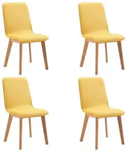 vidaXL Dining Chairs 4 pcs Yellow Fabric